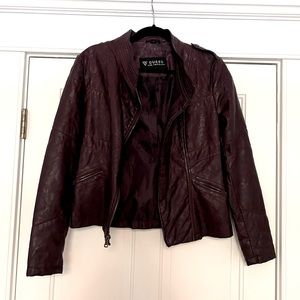 Guess Burgundy Leather Moto Jacket